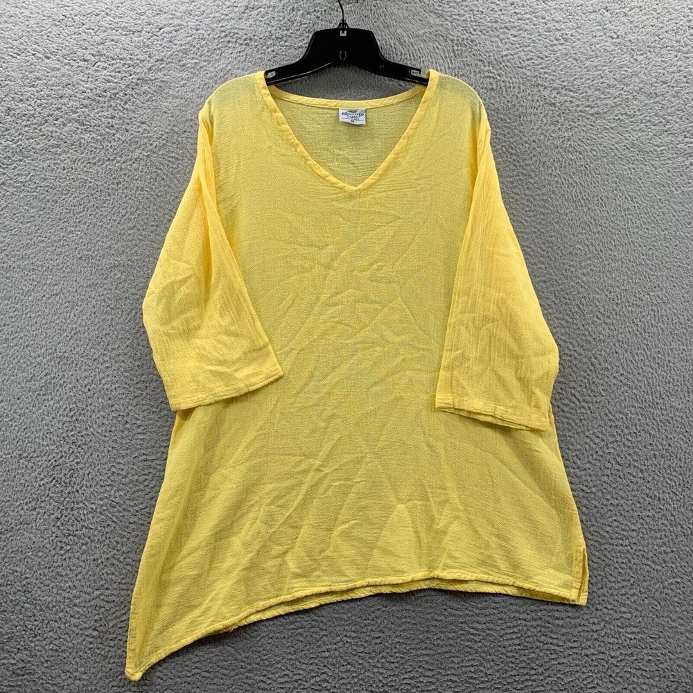 COTTONSEED Blouse Womens Medium Top 3/4 Sleeve Yellow